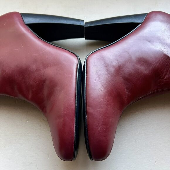 Tibi Red Leather Slip On Heeled Fashion Ankle Boots Booties Women’s EU 36.5 US 6 - Picture 7 of 16